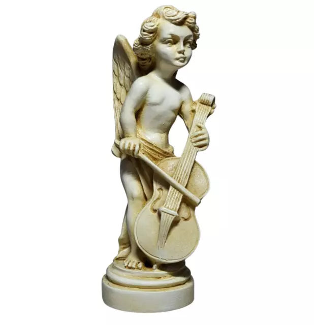 Ange gardien jouant de la statue d'alto en marbre Sculpture religieuse...