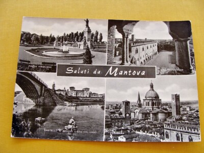 Saluti da MANTOVA FG.QS VEDUTINE PIAZZA VIRGILIANA,SORDELLO,CASTELLO 1961 