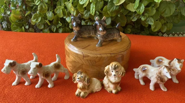 VTG Lot Of 4Pairs Porcelain Dog Figurines - Mixed Sizes & Breeds EXCON