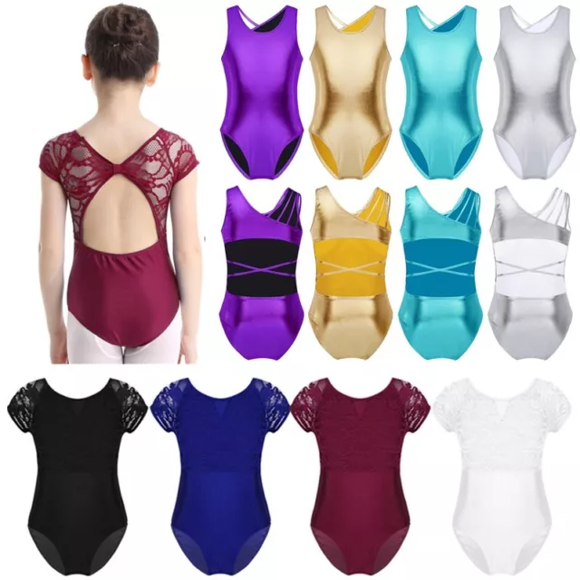 Girls Kids Ballet Dance Gymnastics Leotard Bodysuit Dancewear Fitness Jumpsuits