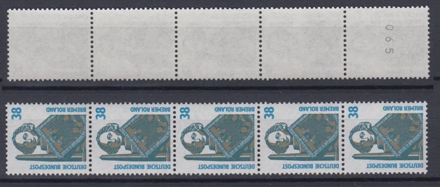 Bund 1400 RM 5er Streifen mit ungerader Nummer SWK 38 Pf postfrisch