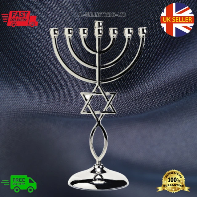 Menorah Compacte Traditionnelle Menorah Hanoukka Meir Cohen - 9 Branches Argenté - 12cm Avec - Traditionnel Et Compact étoile De David