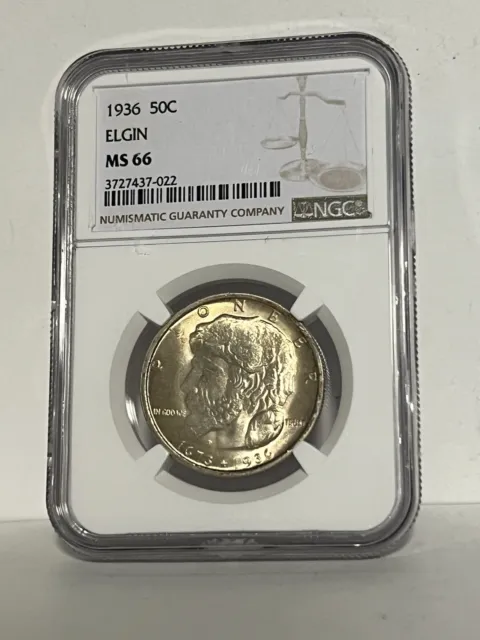 1936 50c Elgin Commemorative Silver Half Dollar NGC MS66