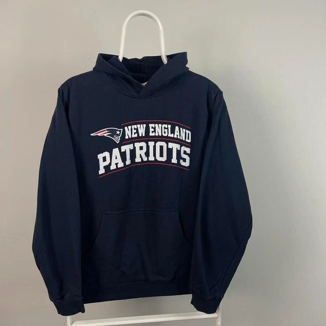 Vintage American USA NFL New England Patriots Navy Printed Hoodie XS