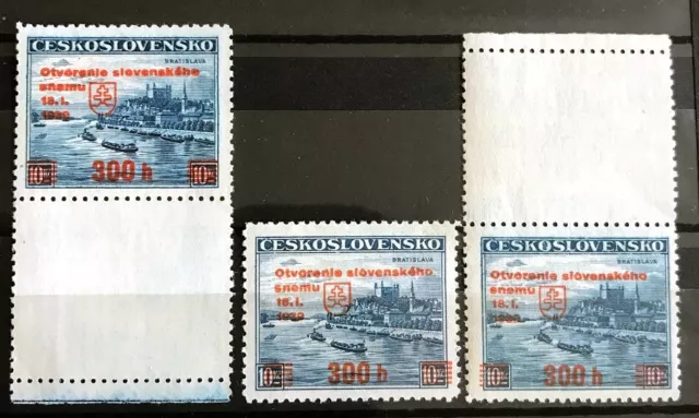 Tschechoslowakei 1939,  Mi. Nr. 405 + 2x Lf, postfrisch