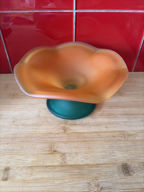 Vide-poche / Vase En Verre Soufflé Chris Thornton - Deux Anses, Orange Et Blanc