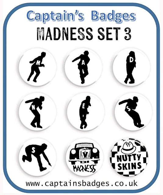 SET OF 9 Madness Badges 25mm - Choice of 1 Sets £7.59 - PicClick UK