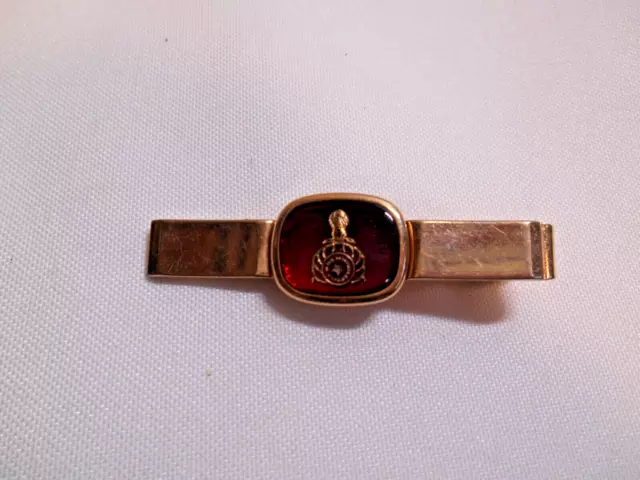 Vintage BPOE Elks Red Acrylic Tie Bar Anson Gold Tone Anson Hallmark