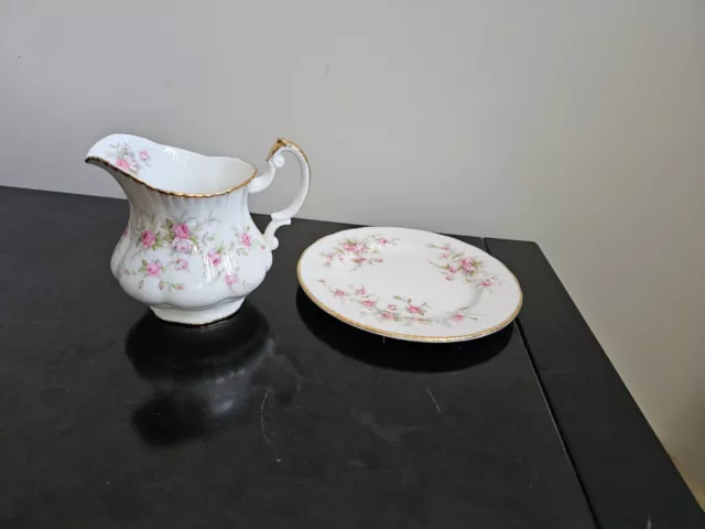 Paragon Victoriana Rose Bread & Butter Plate and Creamer in Excellent Condition