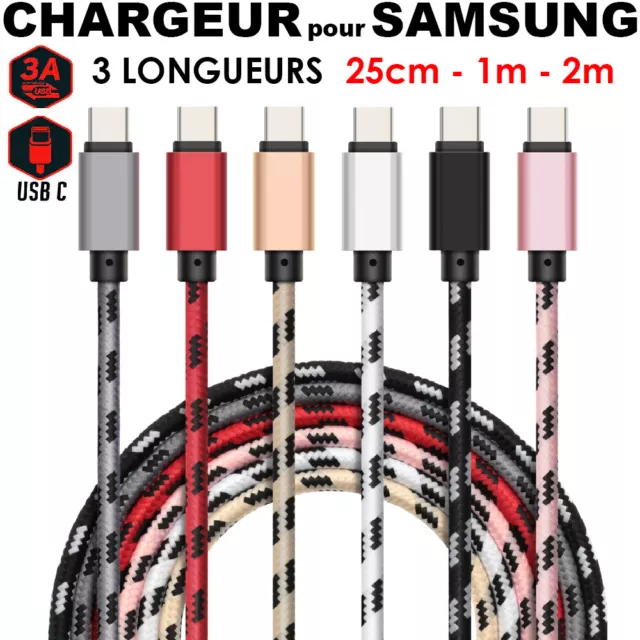 Chargeur Pour Samsung Usb-C Renforce 25Cm 1M 2M Cable Sync Data Qualite Premium