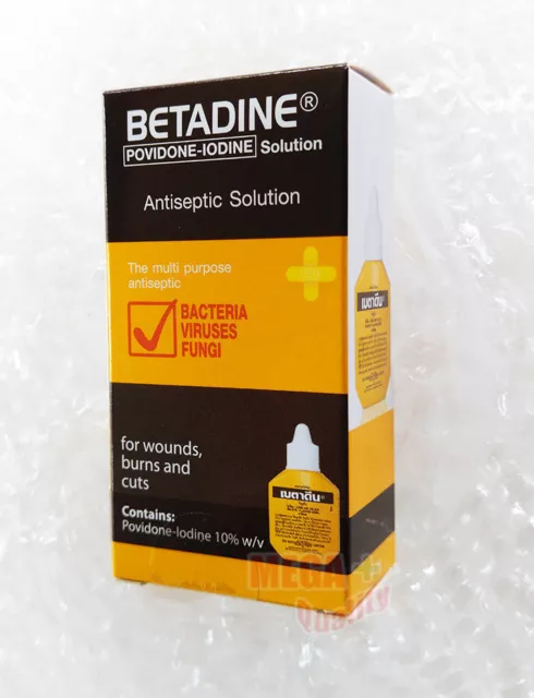 BETADINE POVIDONE IODINE FIRST AID SOLUTION ANTISEPTIC CUTS WOUNDS 15 cc.