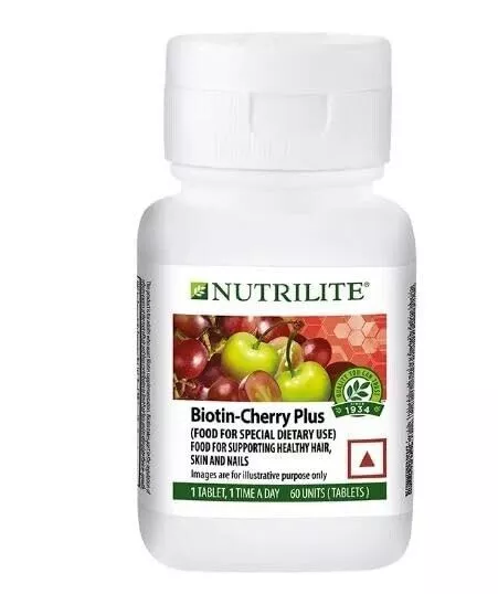 Amway Nutrilite Biotin Cherry Plus 60 Tabs Food For Healthy Skin Hair & Nails