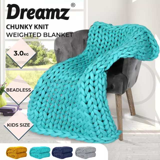 Dreamz Chunky Knit Blanket Handmake Bulky Kintted Throw 3KG Adult Kids 121*91