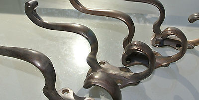 4 COAT HOOKS victorian door solid heavy brass furniture vintage age old style B 3