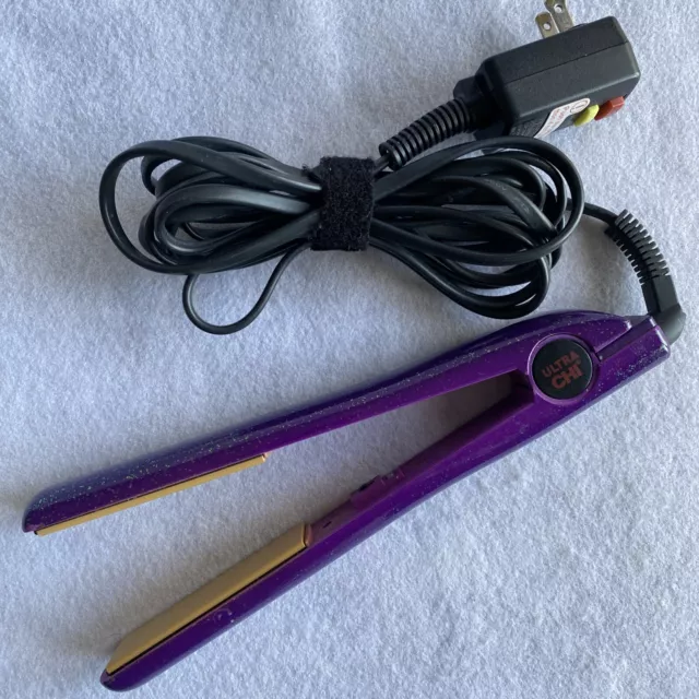 Ultra CHI Purple Glitter Flat Iron 1" Ceramic Hair Straightener EUC