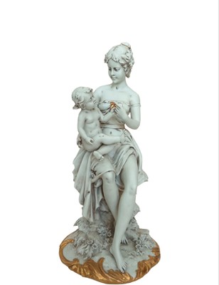 PORCELLANA BISCUIT FIRMATA BENACCHIO "BAMBINO CON CANE" 
