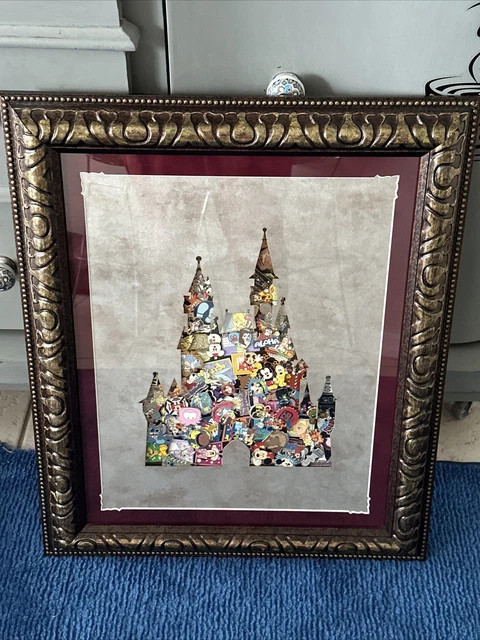 RARE DISNEY AUTHENTIC Cinderella Castle Collage Framed Pin Set