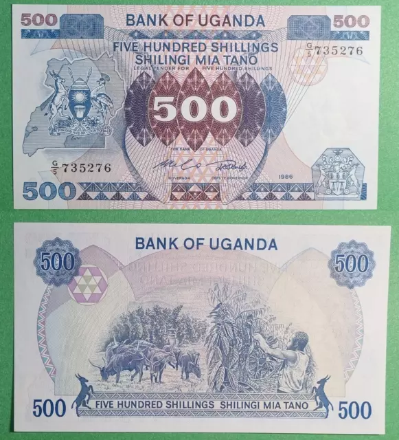 Uganda 500 Shillings 1986 P 25 UNC.