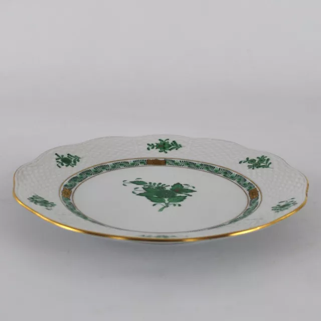 Herend Apponyi Salad Plate Chinese Bouquet Green Basket Weave Border 519/AV 8" 3