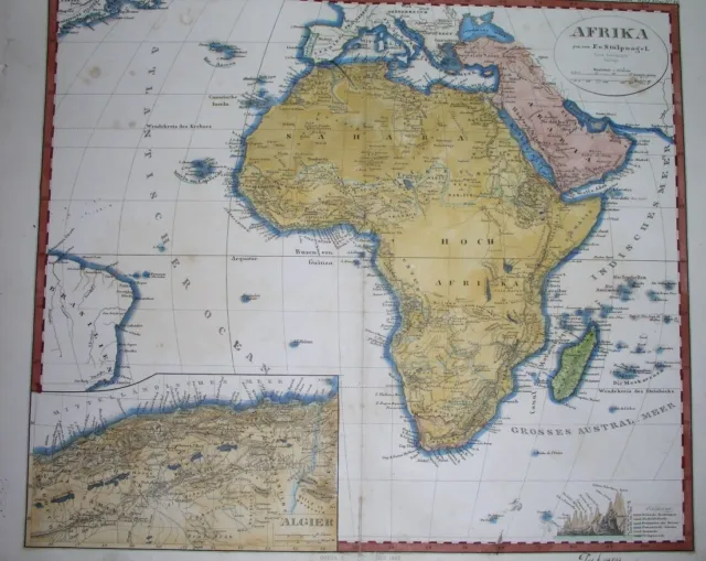 1862 Original Map Africa Soth Africa Kenia Tanzania Uganda Tunisia Madagascar