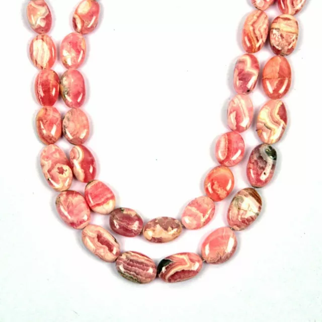 Rare Rhodochrosite 8.5 Inch Strand 8X10-7X14 MM Smooth Oval Shape Gemstone Beads