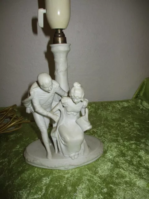 Wunderschöne antike Figurenlampe Napoleon und Josephine Bisquitporzellan