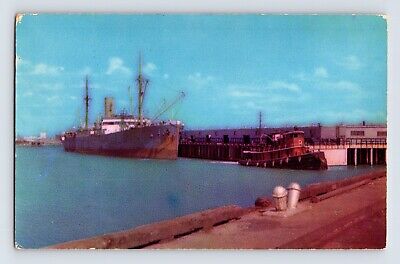 Postcard Texas Corpus Christi TX Harbor Ship 1950s Unposted Chrome