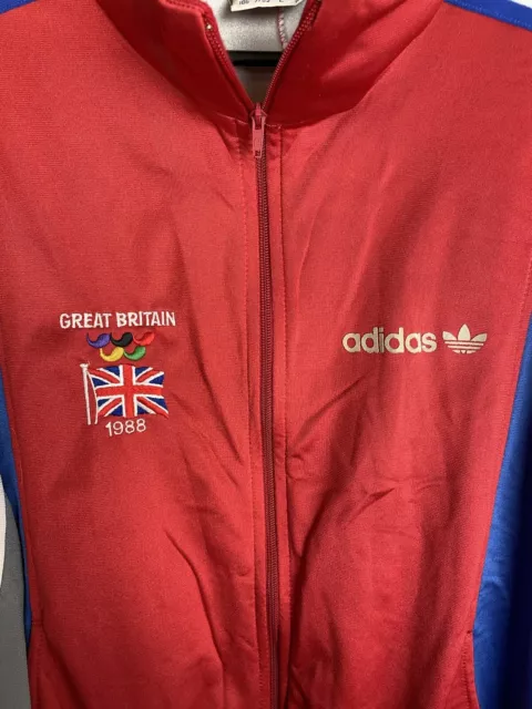 Vintage Great Britian 1988 Adidas Ventex Olympic Games Jacket Red Size L Adult 3