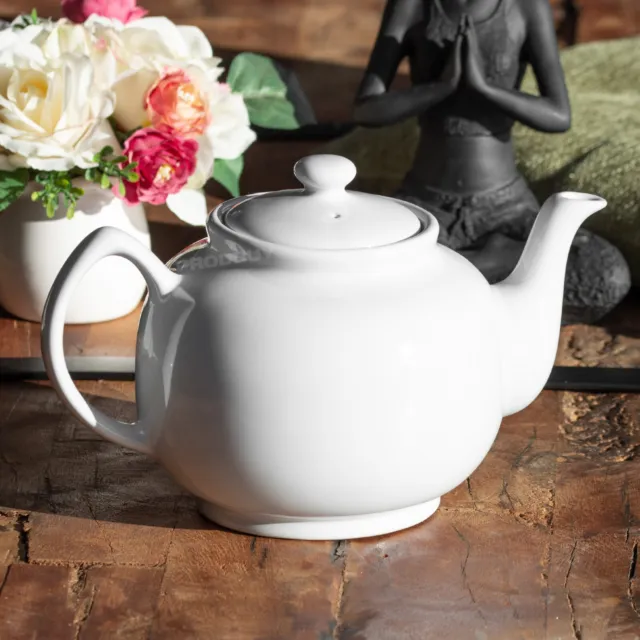 Large White Teapot 1.5 Litre 10 Cup Stoneware Tea Coffee Serving Pourer Pot