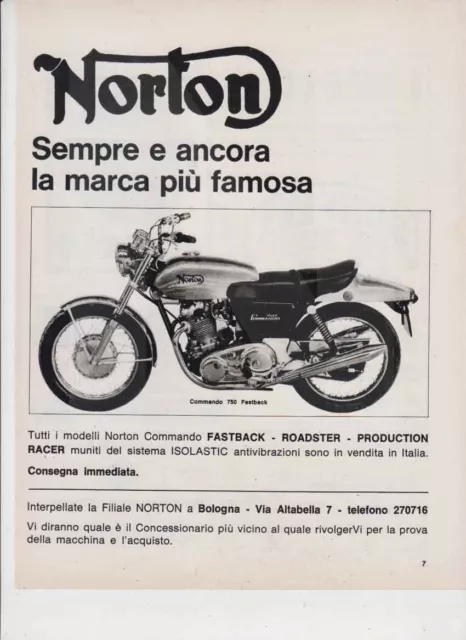 advertising Pubblicità NORTON COMMANDO 750 FASTBACK 1972- MAXIMOTO MOTOINGLESI