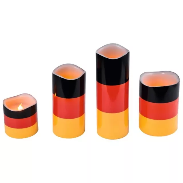 4er Set LED Echtwachs Kerzen "Deutschland" schwarz-rot-gold/gelb flackernd Kerze