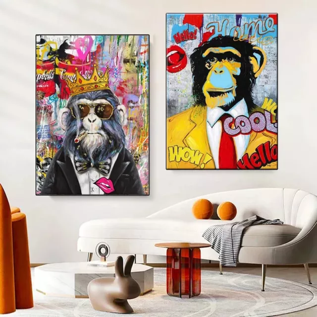 Abstract Gorilla Canvas Painting Street Graffiti Art Pop Art Funny Monkey Prints