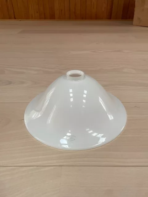 13.5" Diameter, French Vianne White Glass Lamp Shade, Mouth Blown Glass