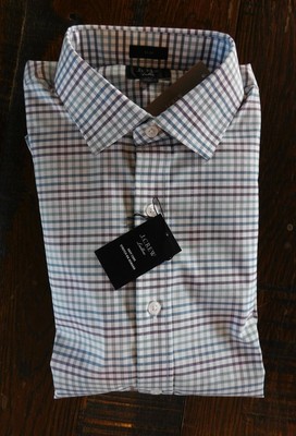 JCrew $70 Slim Ludlow shirt stretch square center simple check 17/35 AA834