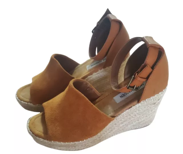 Steve Madden Julian Espadrille Platform Wedge Sandals Size 8.5 Women's Brown