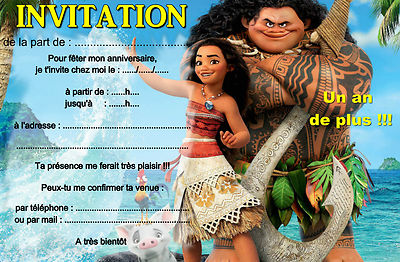 5 12 Ou 14 Cartes Invitation Anniversaire Vaiana Ref 419 Eur 2 99 Picclick Fr