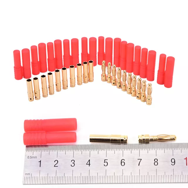 10pack HXT 4mm bullet banana plugs with red housing for RC connector AM-1009C GF