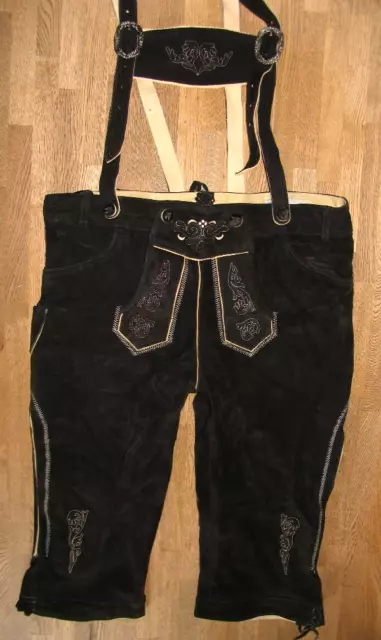 " by Johanna " Pantaloni Costume/Trachten- Kniebund- IN Pelle Nero Circa 54-56