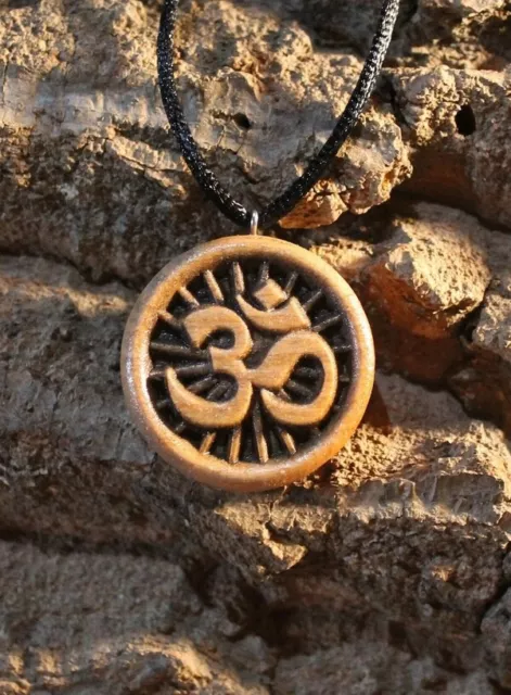 Om Pendant ,Wooden Aum Necklace