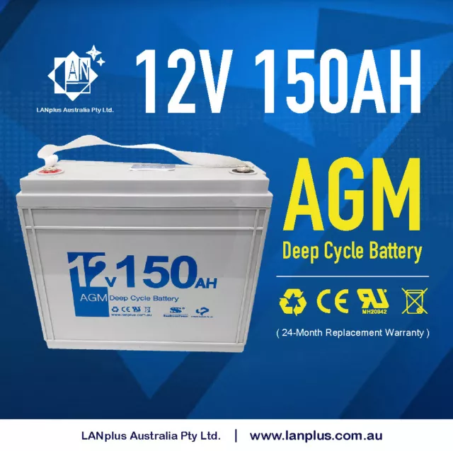 12V 150AH AGM DEEP CYCLE VRLA BATTERY Caravan Boat Solar Fridge 4WD  >135Ah