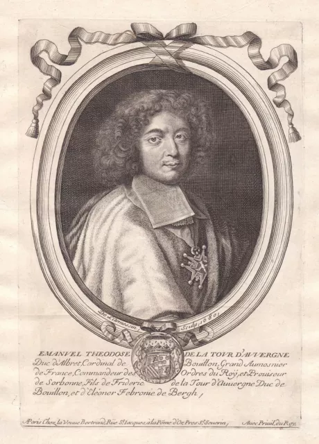 1680 Emmanuel Theodose de la Tour dAuvergne Portrait Kupferstich engraving