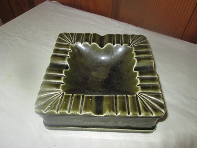 Large DUNOON Ceramic ashtray - Dark Green - marked Cowal '73