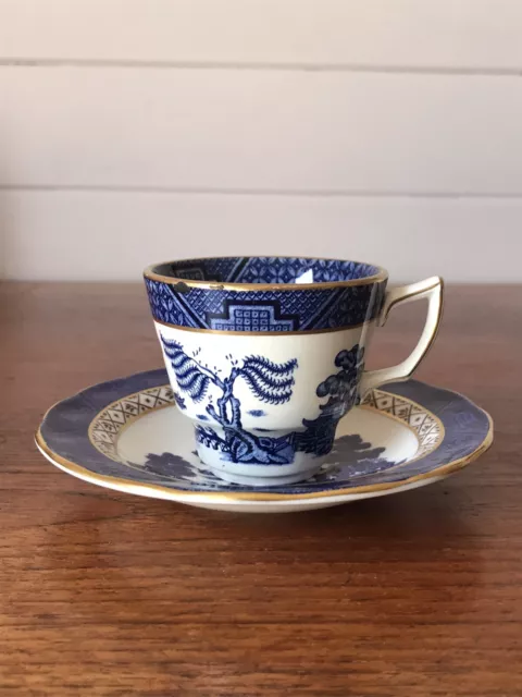 Vintage Royal Doulton Booths Real Old Willow Demitasse Coffee Cup And Saucer