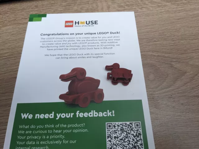 Lego House 92898 3D Printed Red Duck 2022 Very Rare Lego House 92898 3D Printed Red Duck 2022 Very Rare