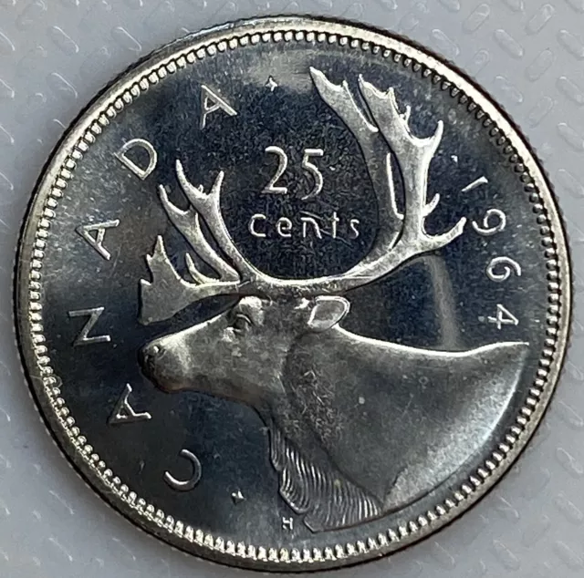 1964 Canada 25 Cents Proof-Like .800 Silver Quarter Coin