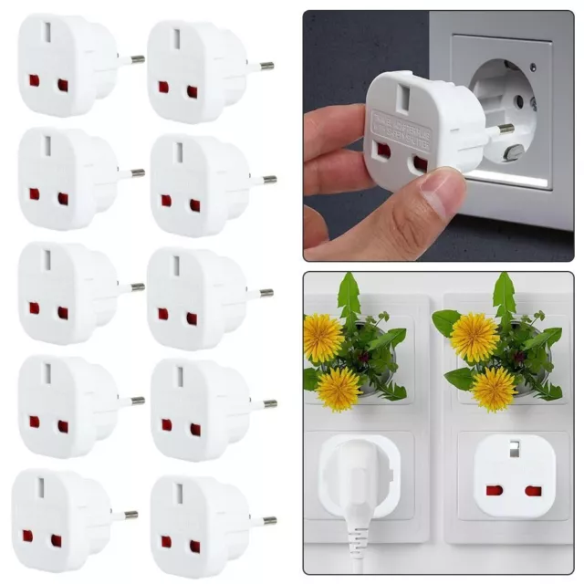 Socket Plug UK to EU Converter Power Charger Outlet Connector Travel Adapter