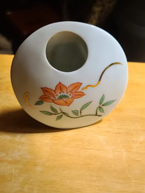 Small IMARI Porcelain Ikebana Vase Japanese Flower Frog 3" Hand Painted