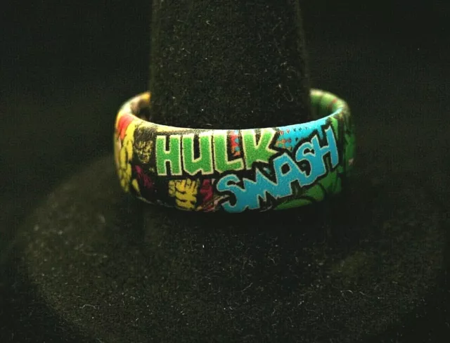 Marvel Comics Groove Life Hulk Smash Color Silicone Ring New Tin Box SZ 10