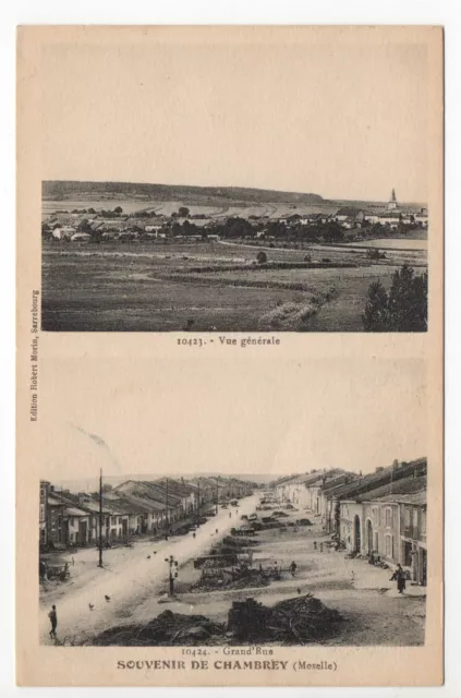 CHAMBREY moselle CPA 57 2 vues La grande rue et vue generale