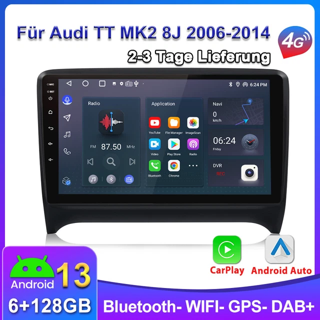 Autoradio Android 9" Pour Audi TT MK2 8J 2008-2014 - 4Go+128Go, Carplay/Android Auto Sans Fil, GPS, WiFi, Caméra Recul